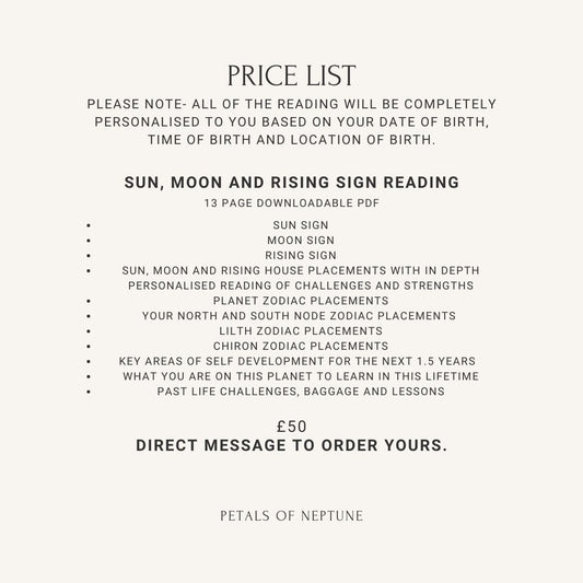 Sun, Moon and Rising Signs Reading.